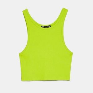 ZARA lime green ribbed tank top